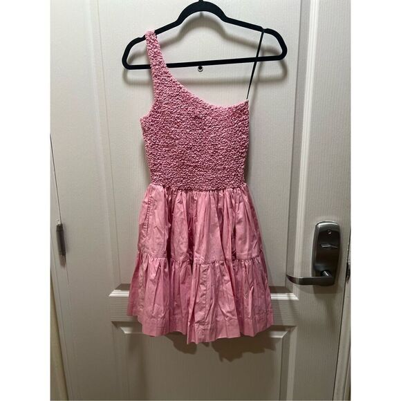SWF Mottled One Shoulder Mini Dress in Pink  Color: Rouge size S NWT $381 - Picture 6 of 8